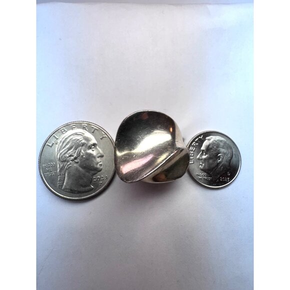 Vintage Mexico Modernist Sculptural Wave Ring Sterling Silver 925 Size 7 16.6g - Picture 6 of 10